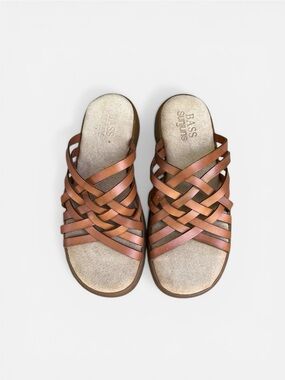 G. H. Bass Sunjuns “Stephie” Leather Strappy Slide Sandal in Brown Size 8 1/2